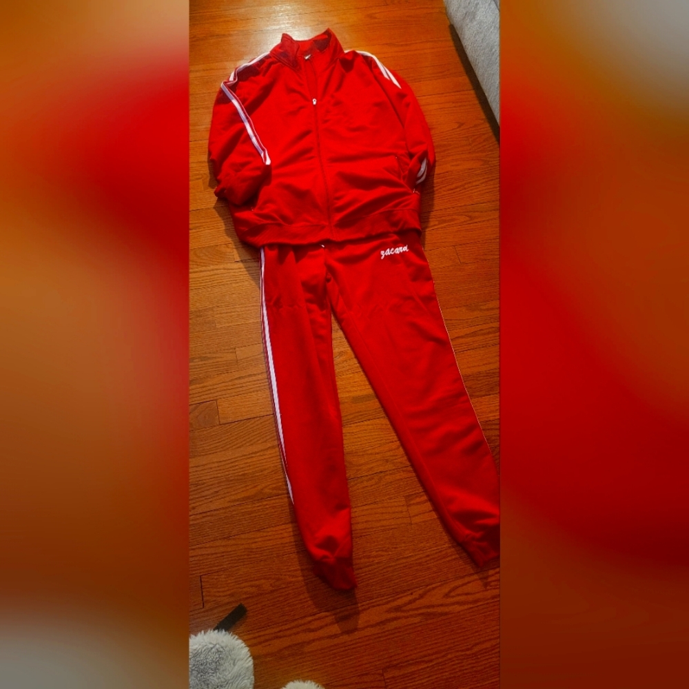 Red athletic suit,size large